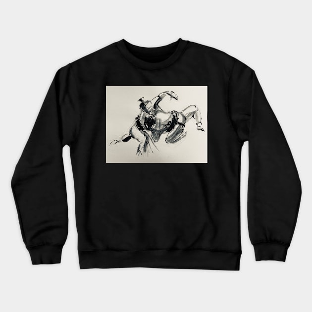 Sumo #4 - Sumo wrestlers ink wash painting on paper Crewneck Sweatshirt by tranquilwaters